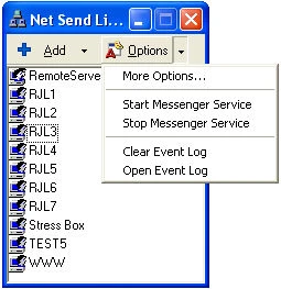 Net Send Lite additional options and preferences