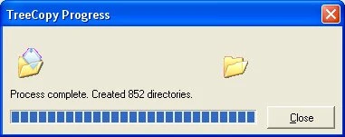 TreeCopy progress dialog showing directory copy operation status